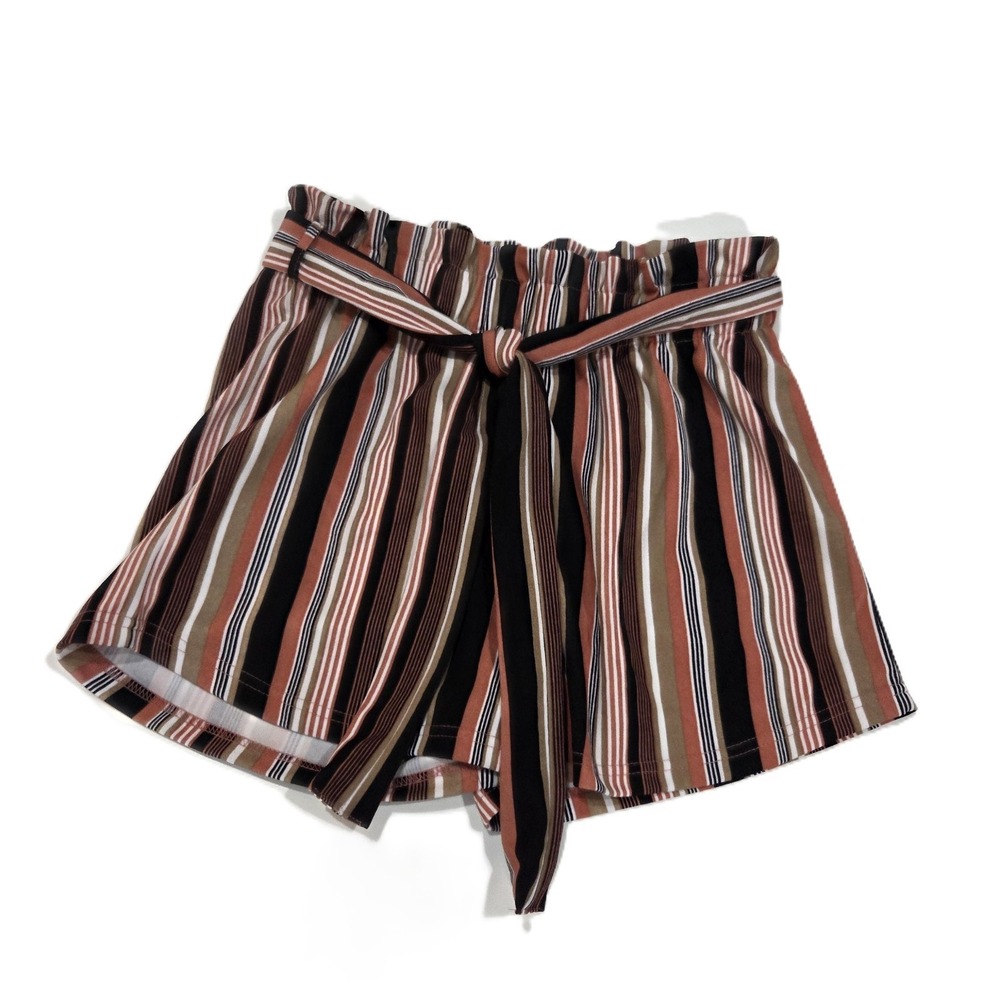 Rue 21 Black and Mauve Elastic Waist Tie Waist Comfy Summer Shorts Sz M
